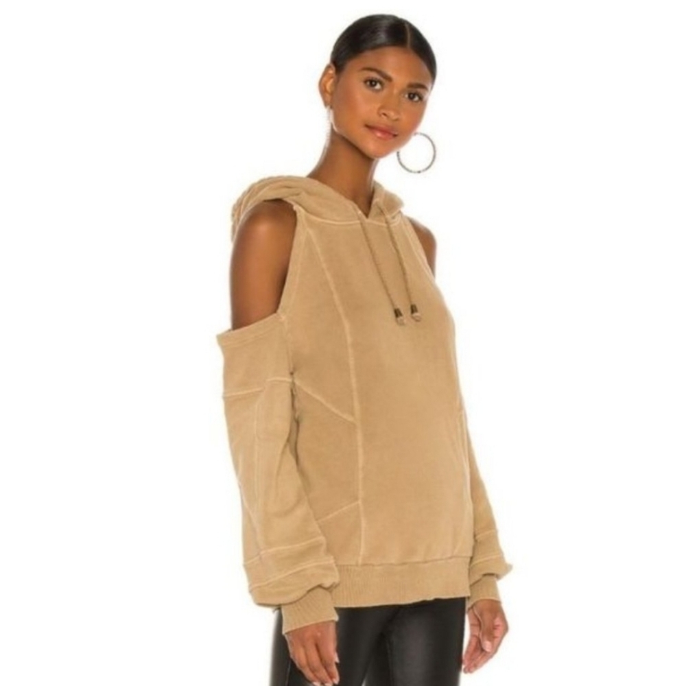 Retrofete Tan Cold Shoulder Hoodie